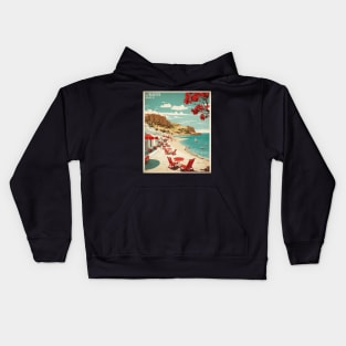 Lindos Beach Greece Tourism Vintage Travel Poster Kids Hoodie